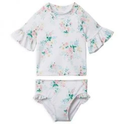Janie And Jack Little Girl's & Girl's 2-Piece Floral-Print Rash Guard Swim Set For Kids