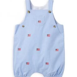 Janie And Jack Baby Boy's Embroidered Flag Oxford Overalls For Kids