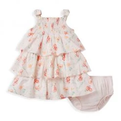 Janie And Jack Baby Girl's 2-Piece Floral Tiered Smocked Dress & Bloomers Set For Kids