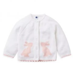 Janie And Jack Baby Girl's Bunny Scallop Cardigan For Kids