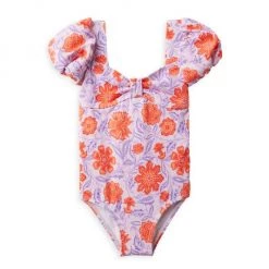 Janie And Jack Baby's, Little Girl's & Girl's Floral Puff Sleeve One-Piece Swimsuit For Kids