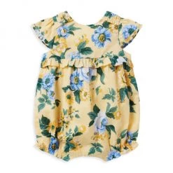 Janie And Jack Baby Girl's Floral Ruffle Bubble Romper For Kids
