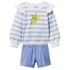 Janie And Jack Little Girl's & Girl's Striped Ruffle Lemon Sweater For Kids -Janie and Jack And Sea Sales 2022 unnamed file 392