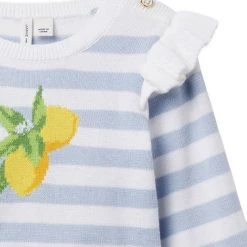 Janie And Jack Little Girl's & Girl's Striped Ruffle Lemon Sweater For Kids -Janie and Jack And Sea Sales 2022 unnamed file 394