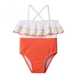 Janie And Jack Little Girl's & Girl's Embroidered Ruffle One-Piece Swimsuit For Kids