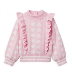 Janie And Jack Little Girl's & Girl's Heart Ruffle Sweater For Kids