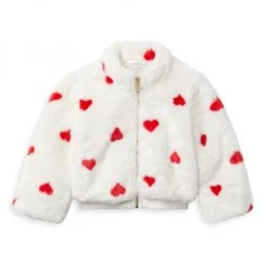 Janie And Jack Little Girl's & Girl's Heart Faux Fur Jacket For Kids