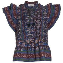 Sea Noah Flutter-Sleeve Pintuck Top