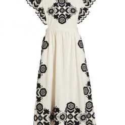 Sea Manuela Embroidered Midi-Dress Cream