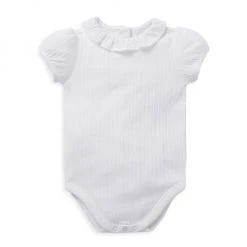 Janie And Jack Baby Girl's Pointelle Ruffle Collar One-Piece For Kids