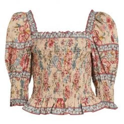 Sea Tess Smocked Puff-Sleeve Top