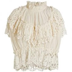 Sea Elise Eyelet Flutter-Sleeve Top