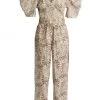 Sea Calla Cheetah Smocked Jumpsuit