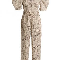 Sea Calla Cheetah Smocked Jumpsuit